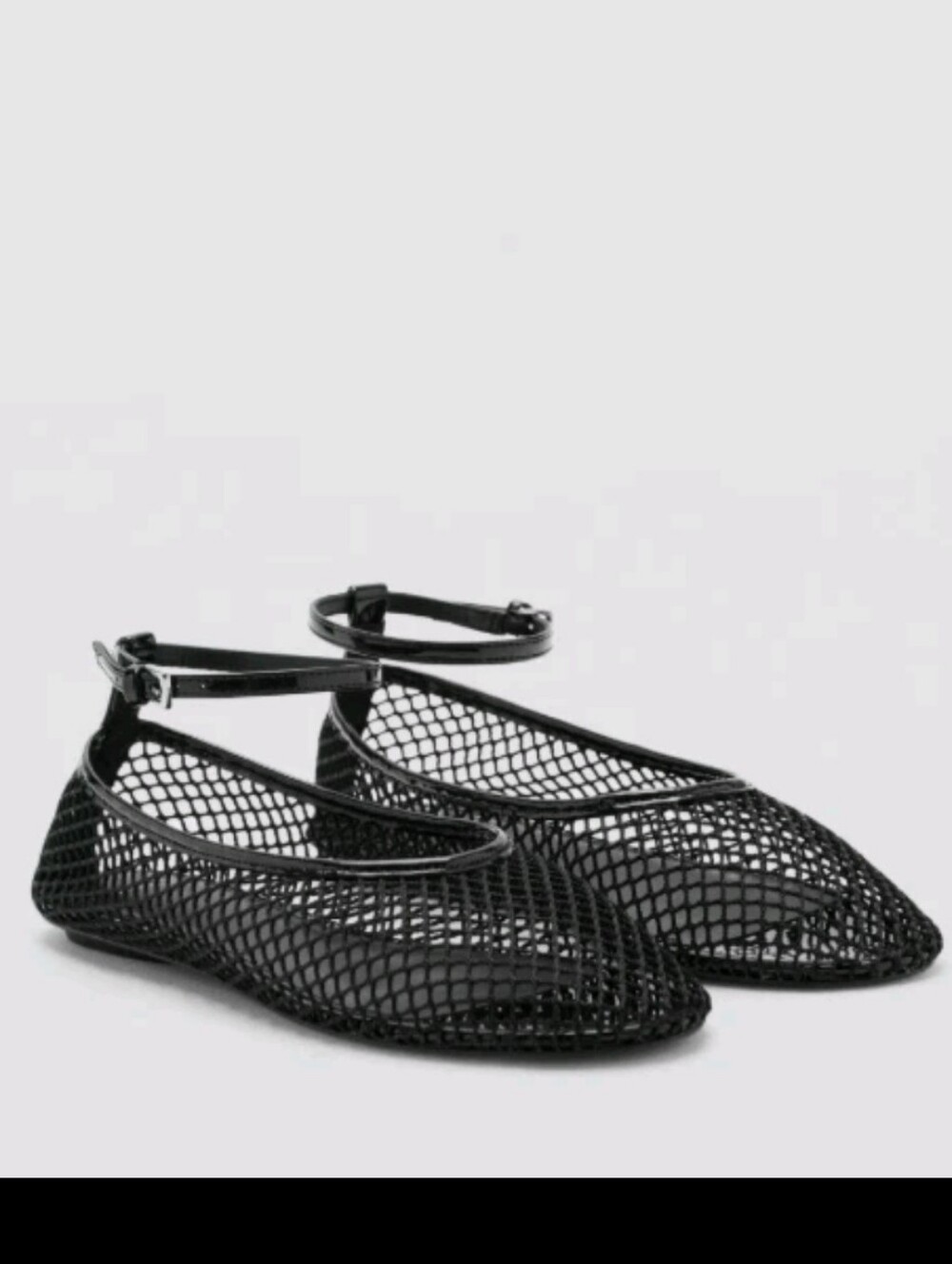 Mango Black Mesh Ballet Flats w/ ANkle Strap US10 EUR42- EUC-zara
